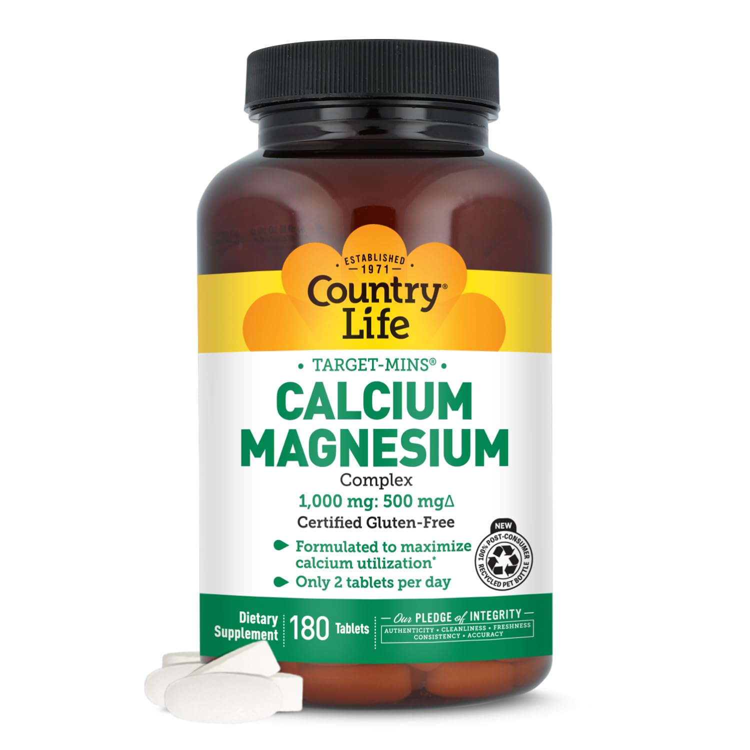 Country Life Calcium Magnesium Supplement 1000mg front view