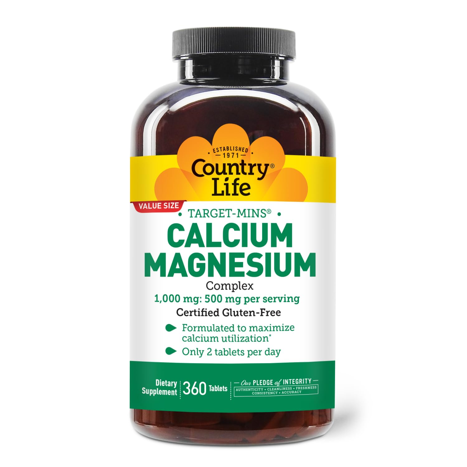 Country Life Calcium Magnesium Supplement 1000mg front view