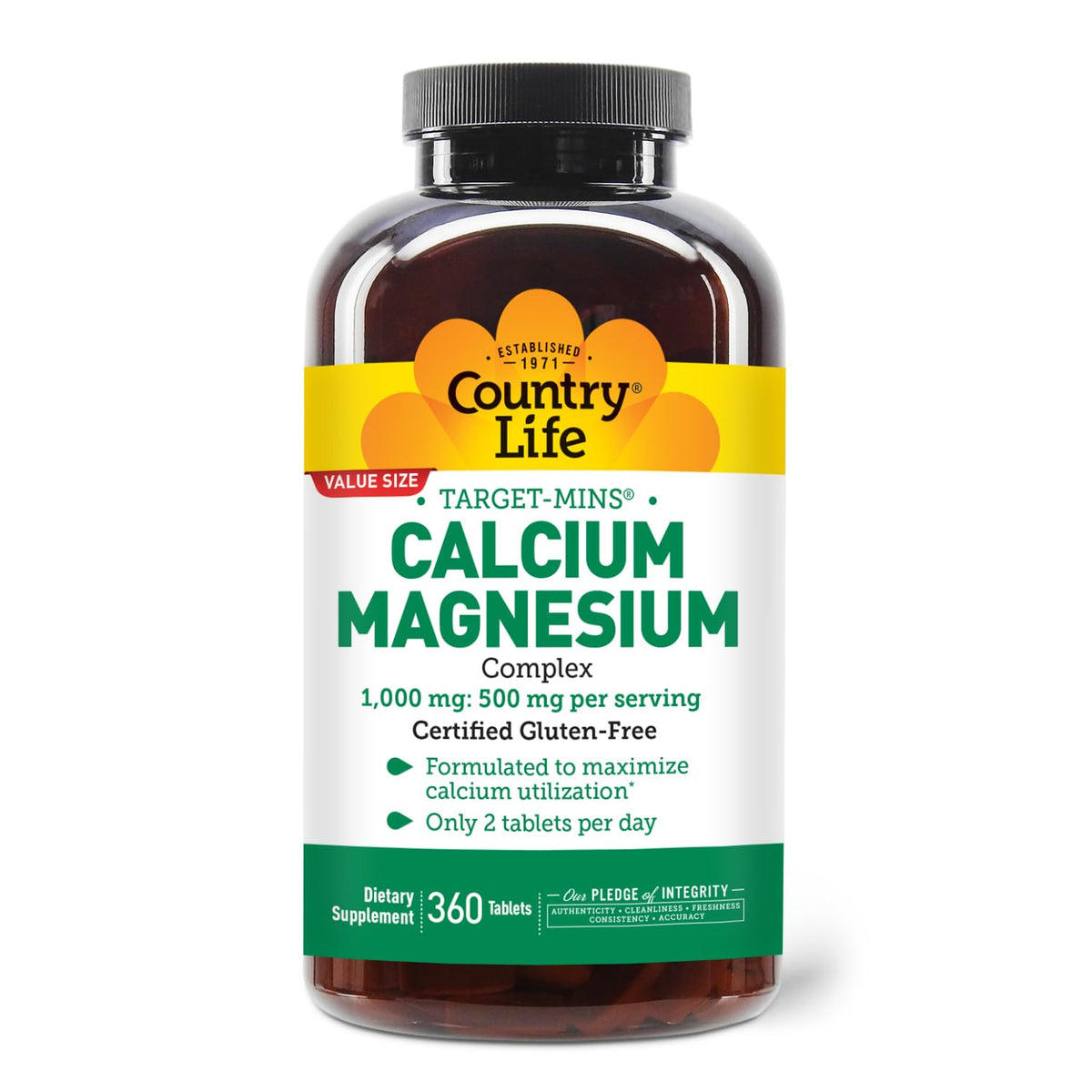 Country Life Calcium Magnesium Supplement 1000mg front view