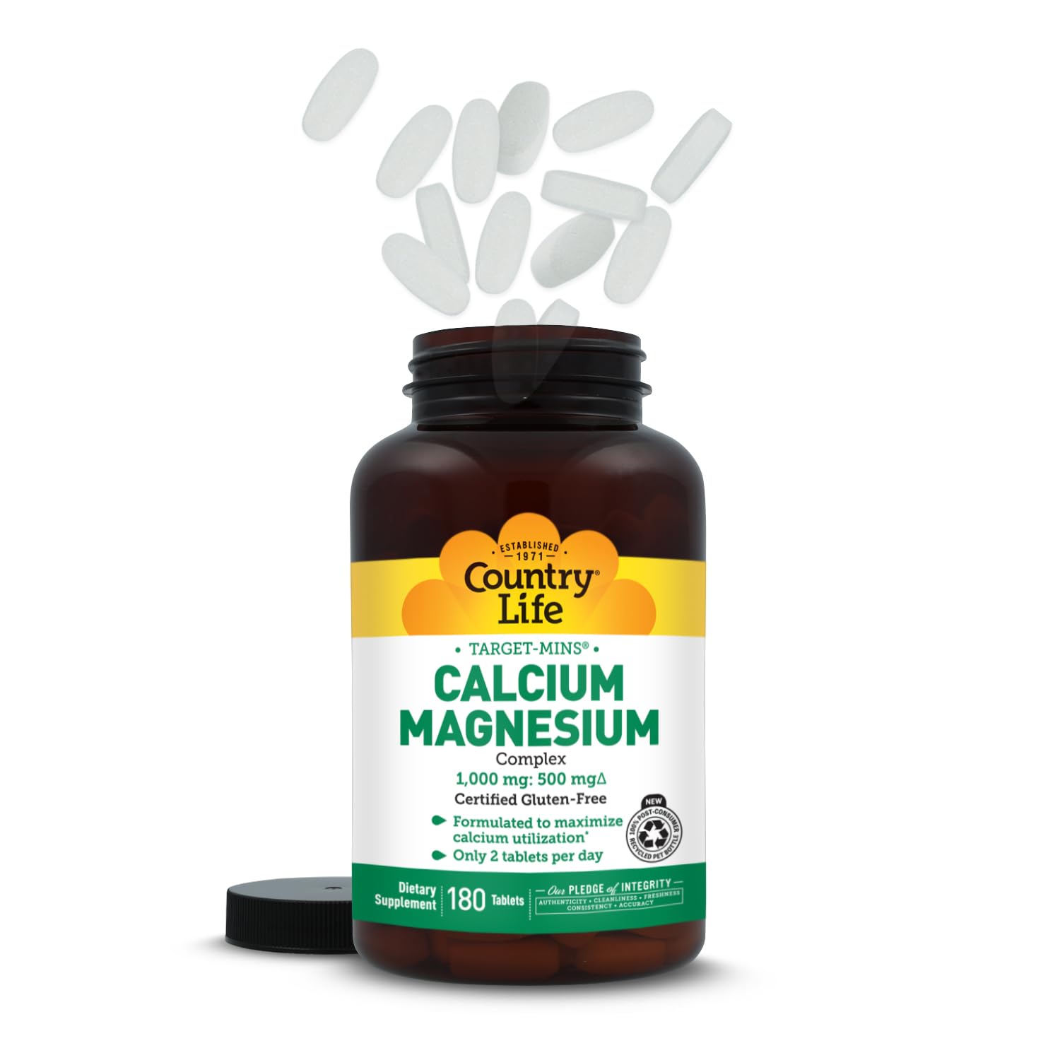 Country Life Calcium Magnesium Supplement with a measuring spoon