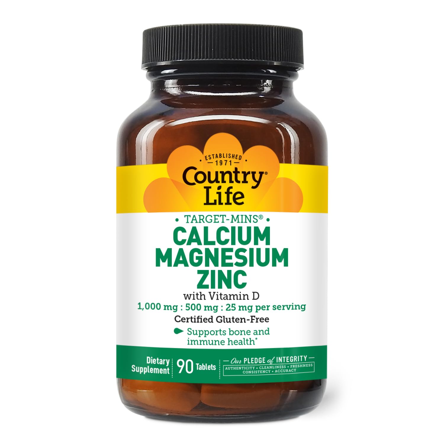 Country Life Calcium Magnesium Zinc Supplement front view