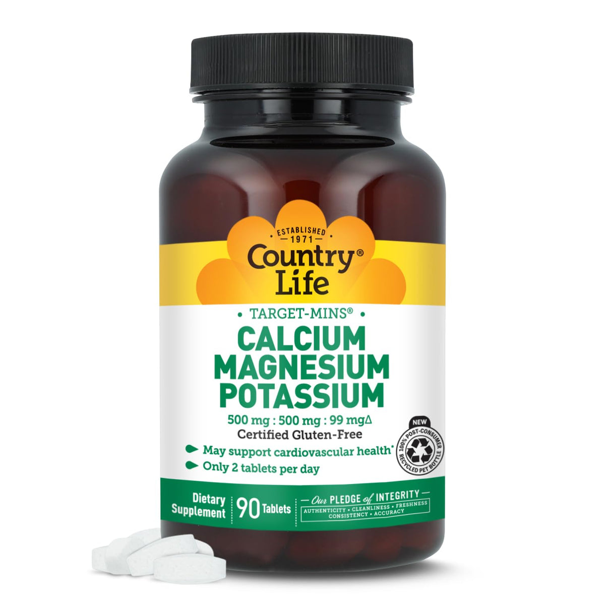 Country Life Calcium Supplement 500mg front view