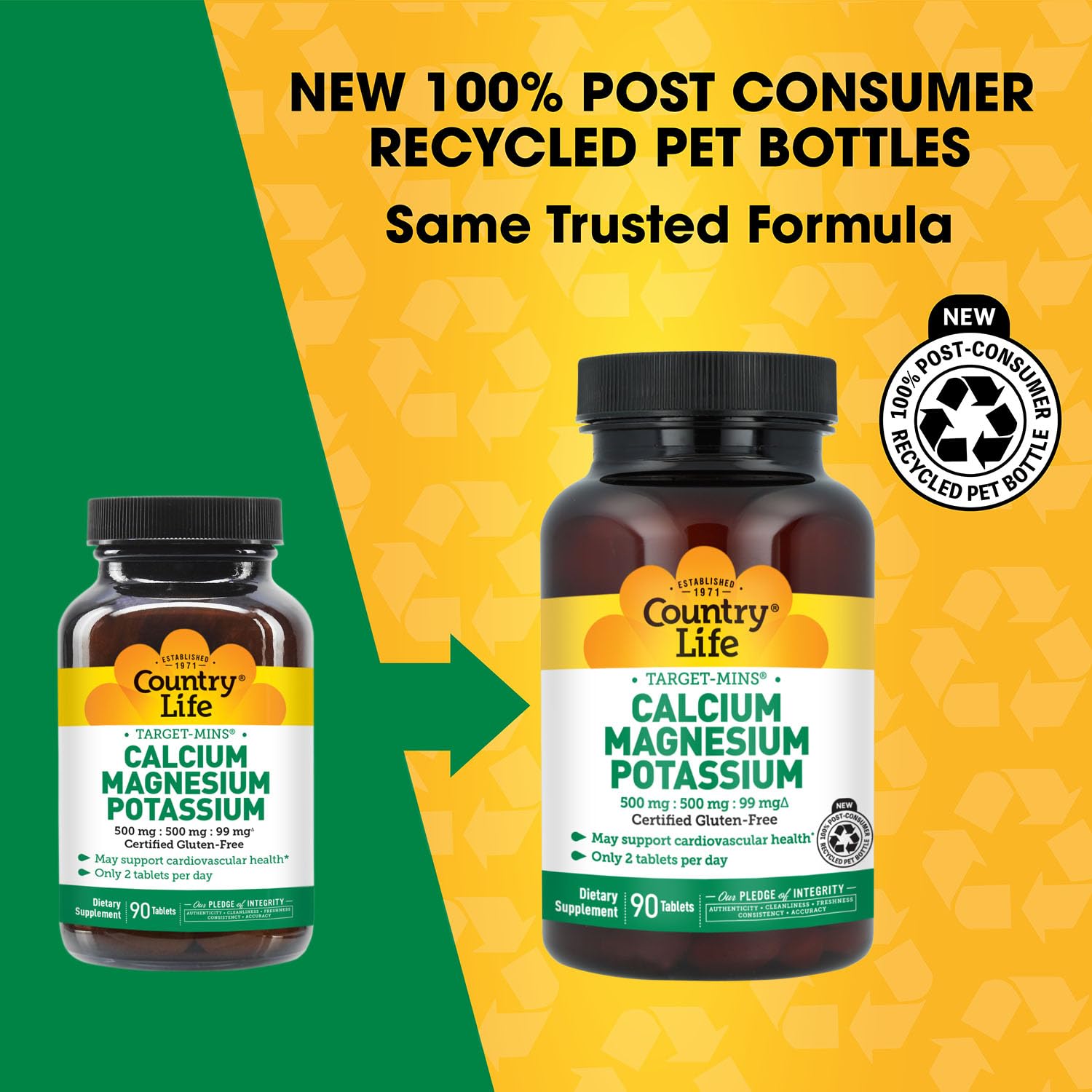 Country Life Calcium Supplement 500mg side view