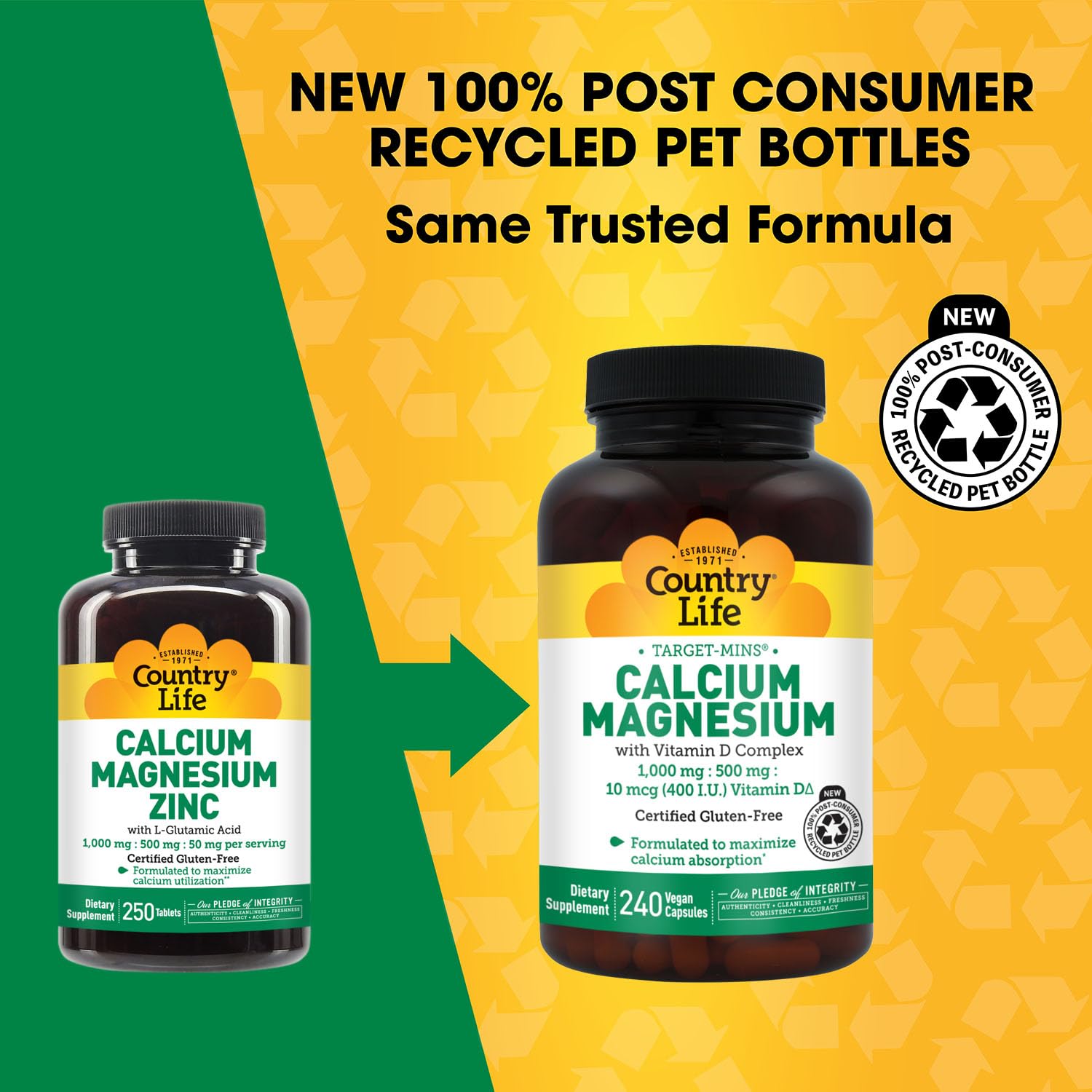 Country Life Calcium Supplement 508g side view