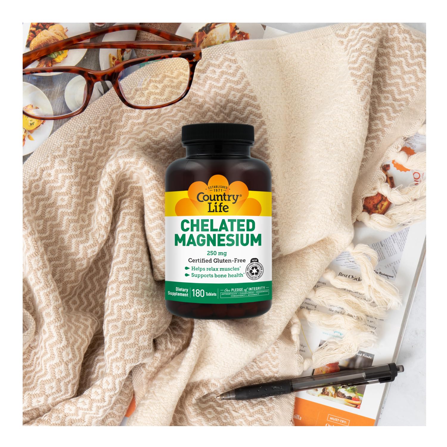 Country Life Chelated Magnesium 250 mg supplement packaging