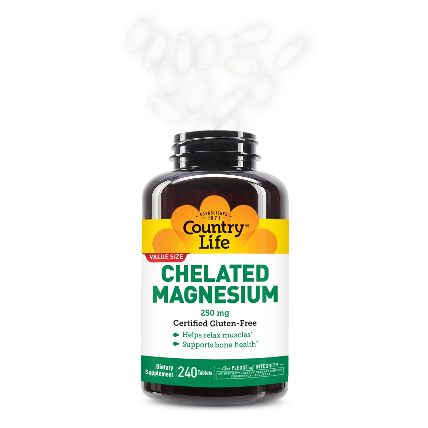 Country Life Chelated Magnesium 250mg tablet with a meal