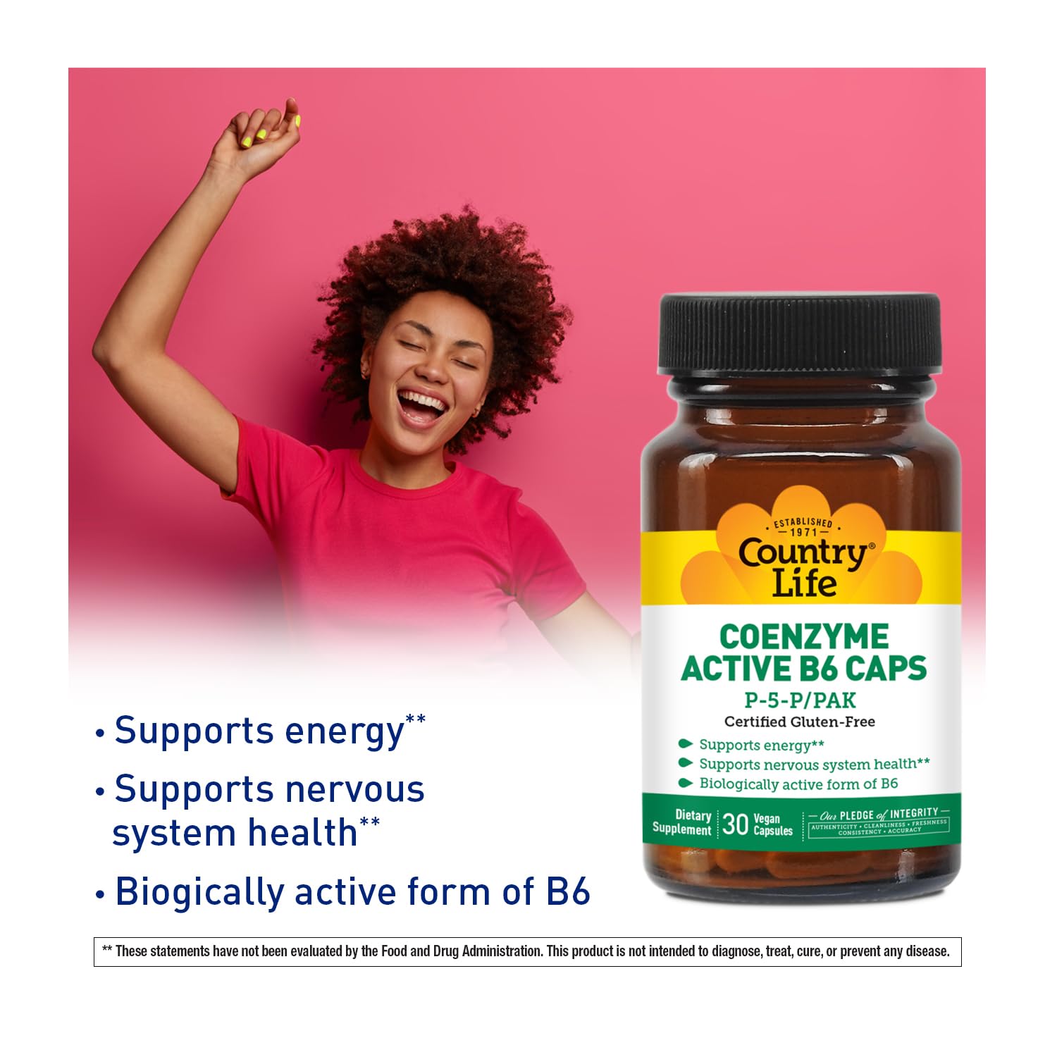 Country Life Coenzyme Active B-6 50mg capsules with ingredients list