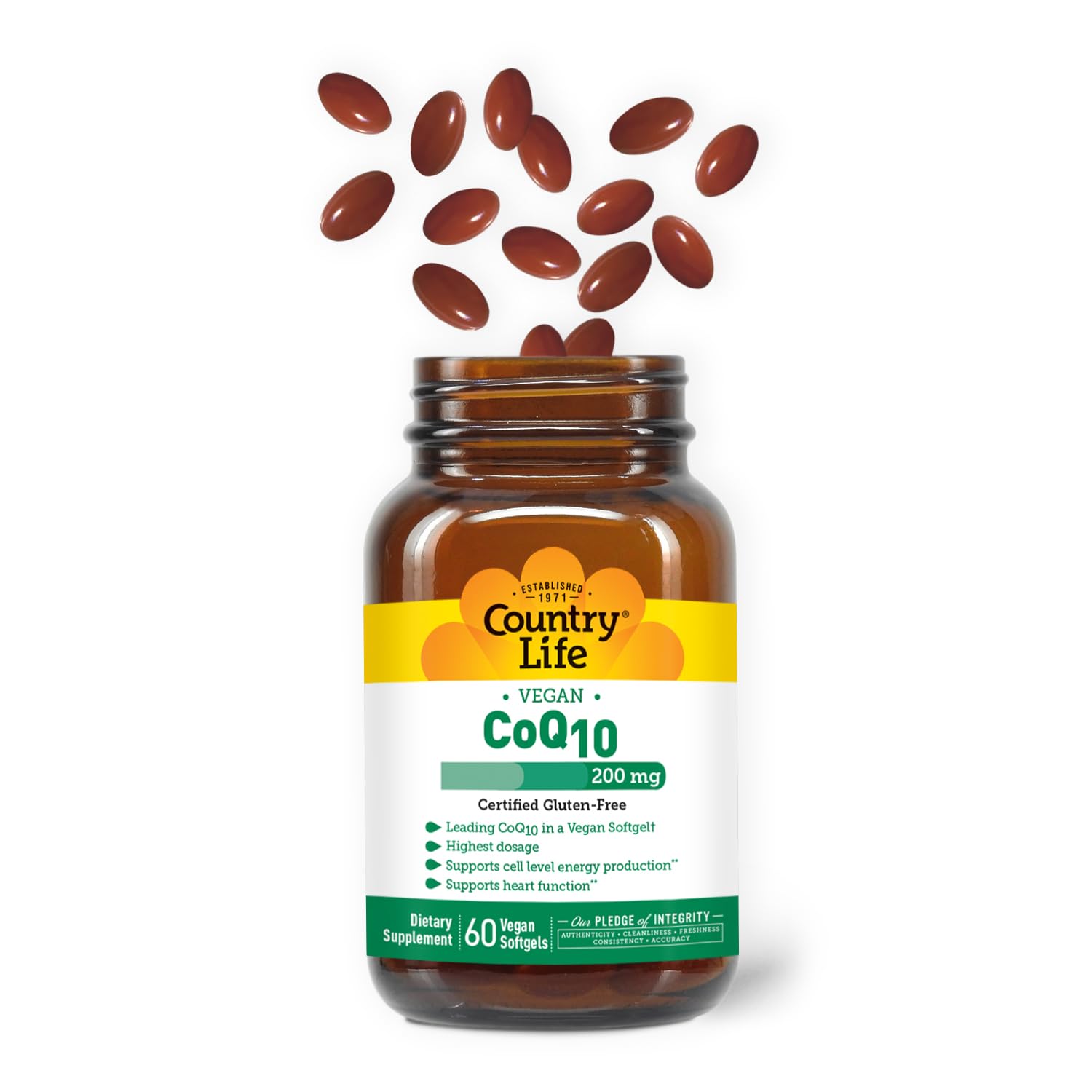Country Life CoQ10 Softgels 200mg back view