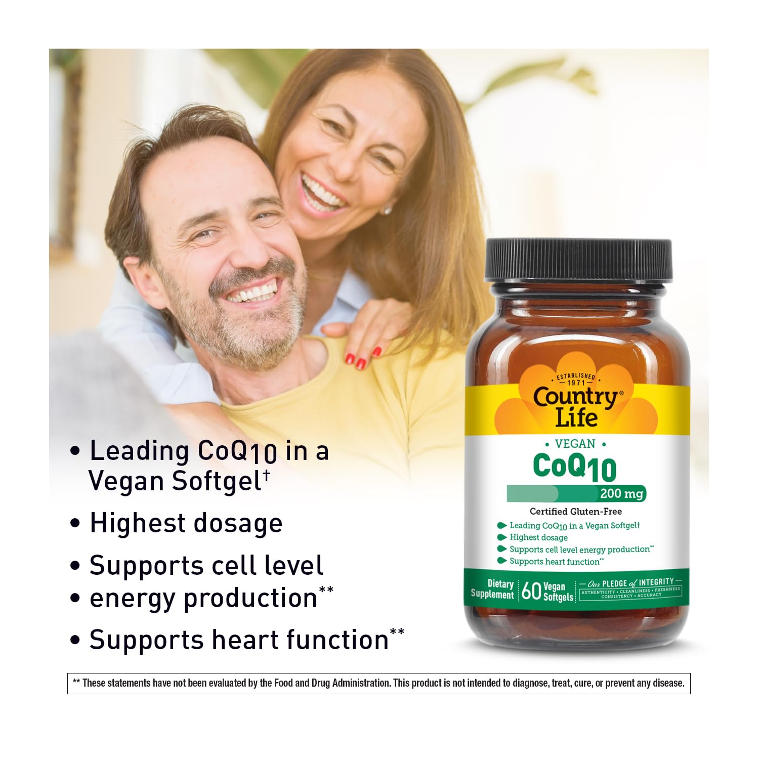Country Life CoQ10 Softgels 200mg packaging side view