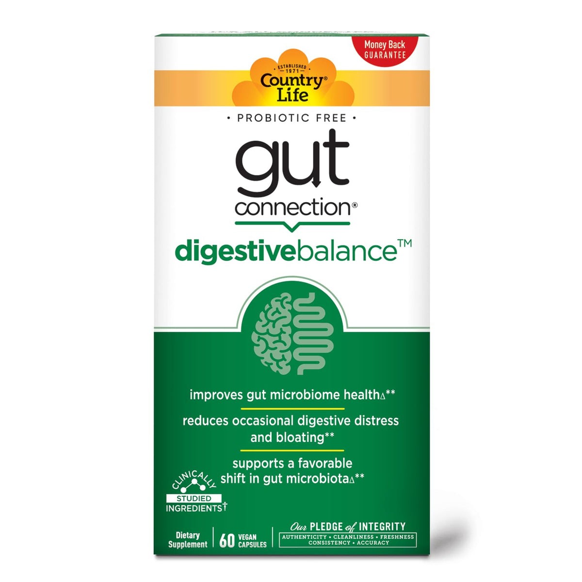 Country Life Gut Connection daily Balance supplement front view
