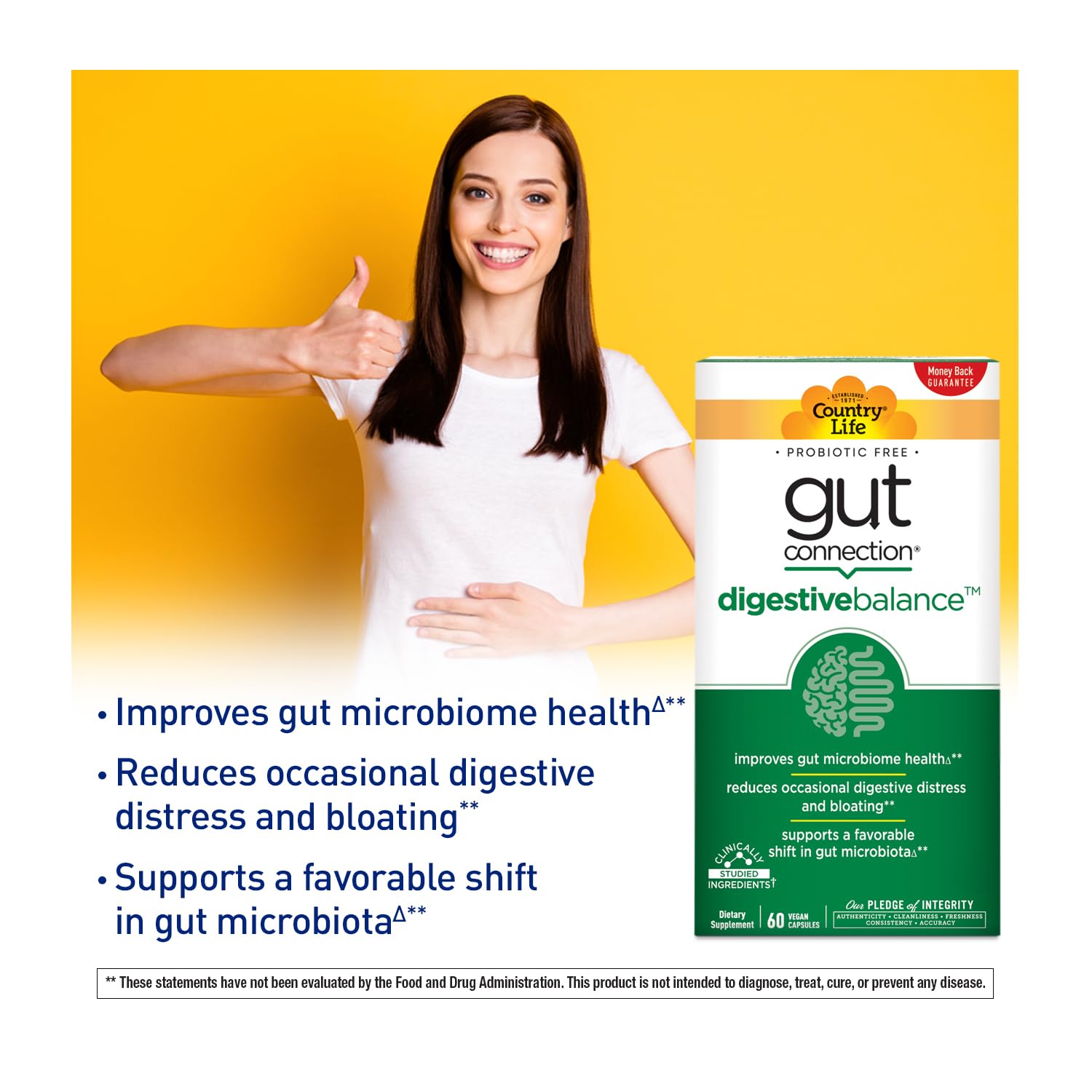 Country Life Gut Connection daily Balance supplement side view