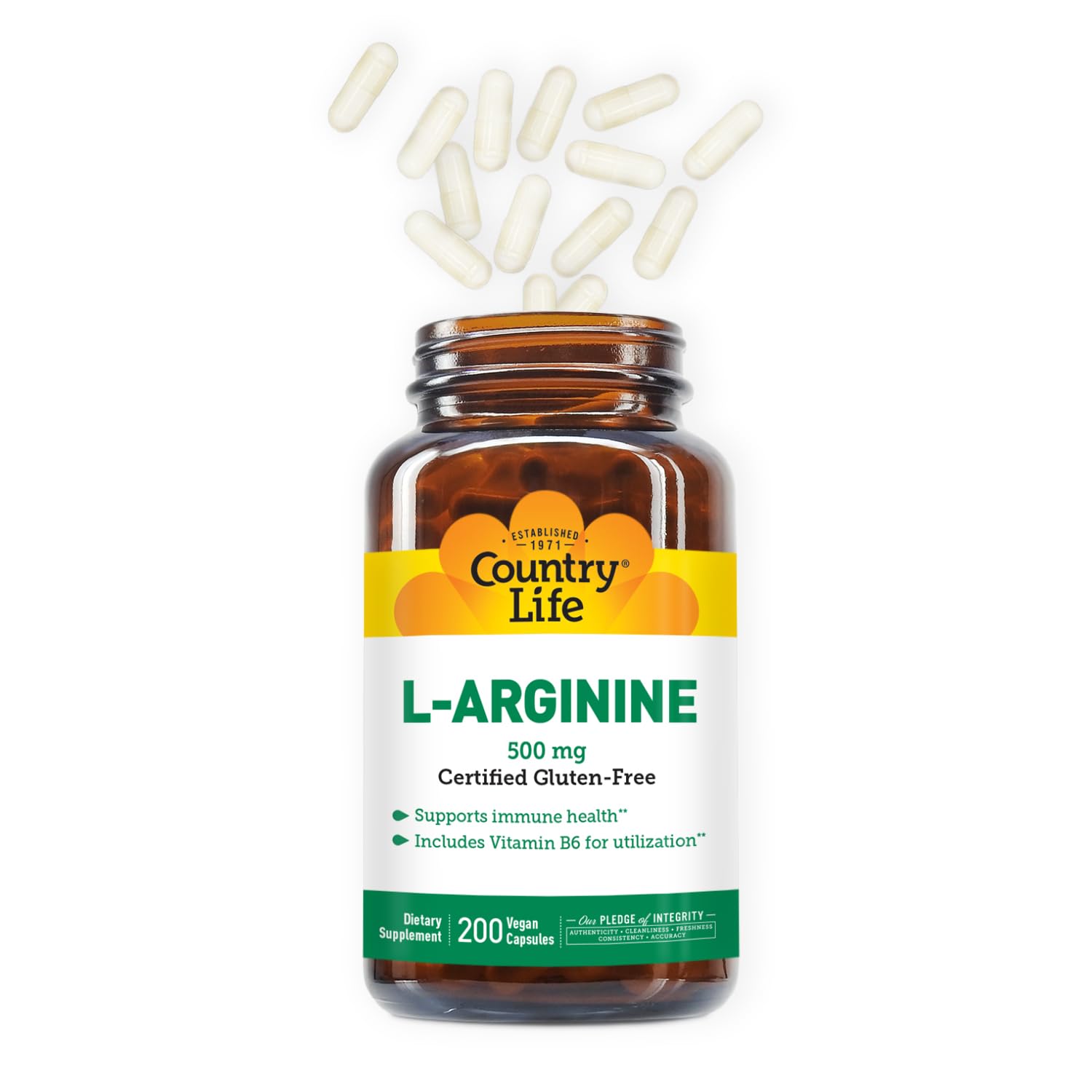 Country Life L-Arginine 500mg 100 Capsules with Vitamin B6