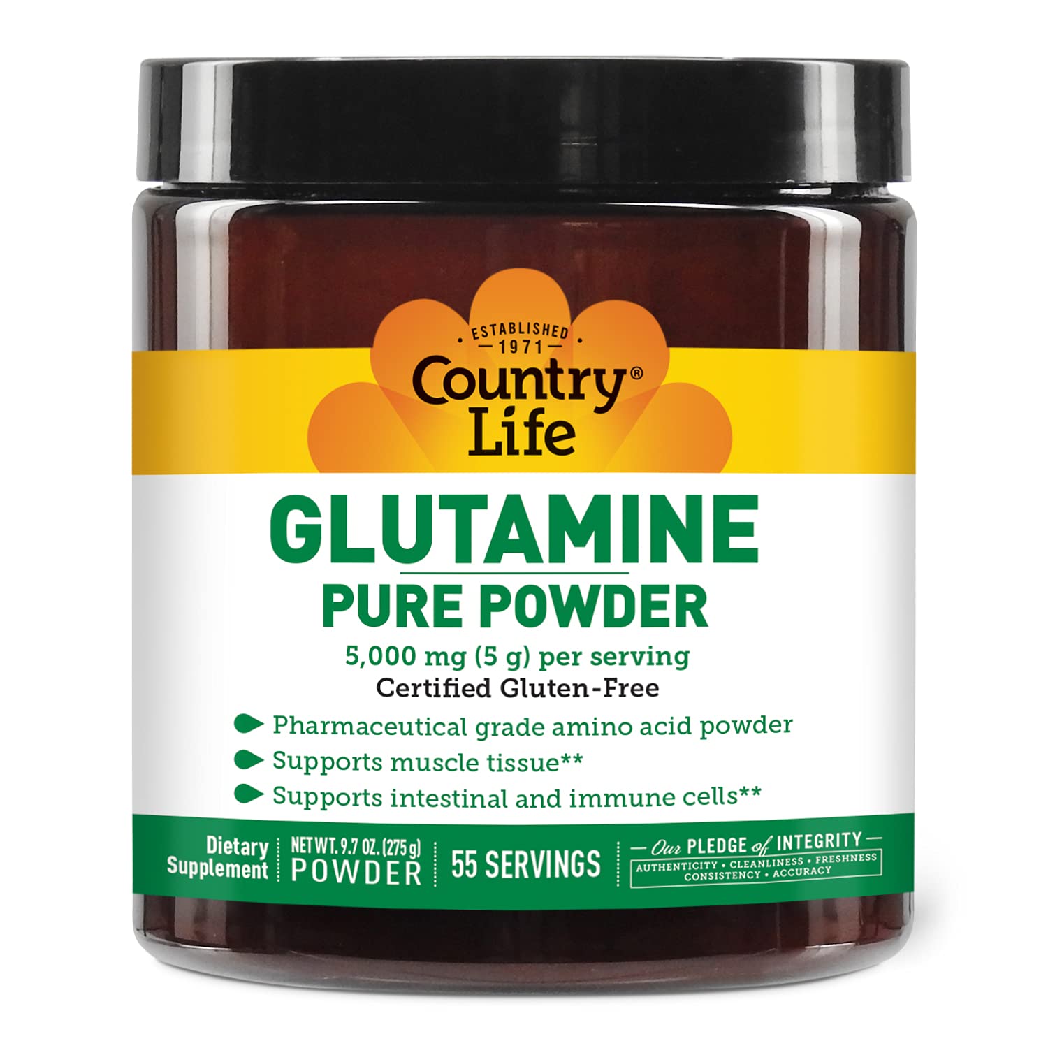 Country Life L-Glutamine Pure Powder 9.7oz front view