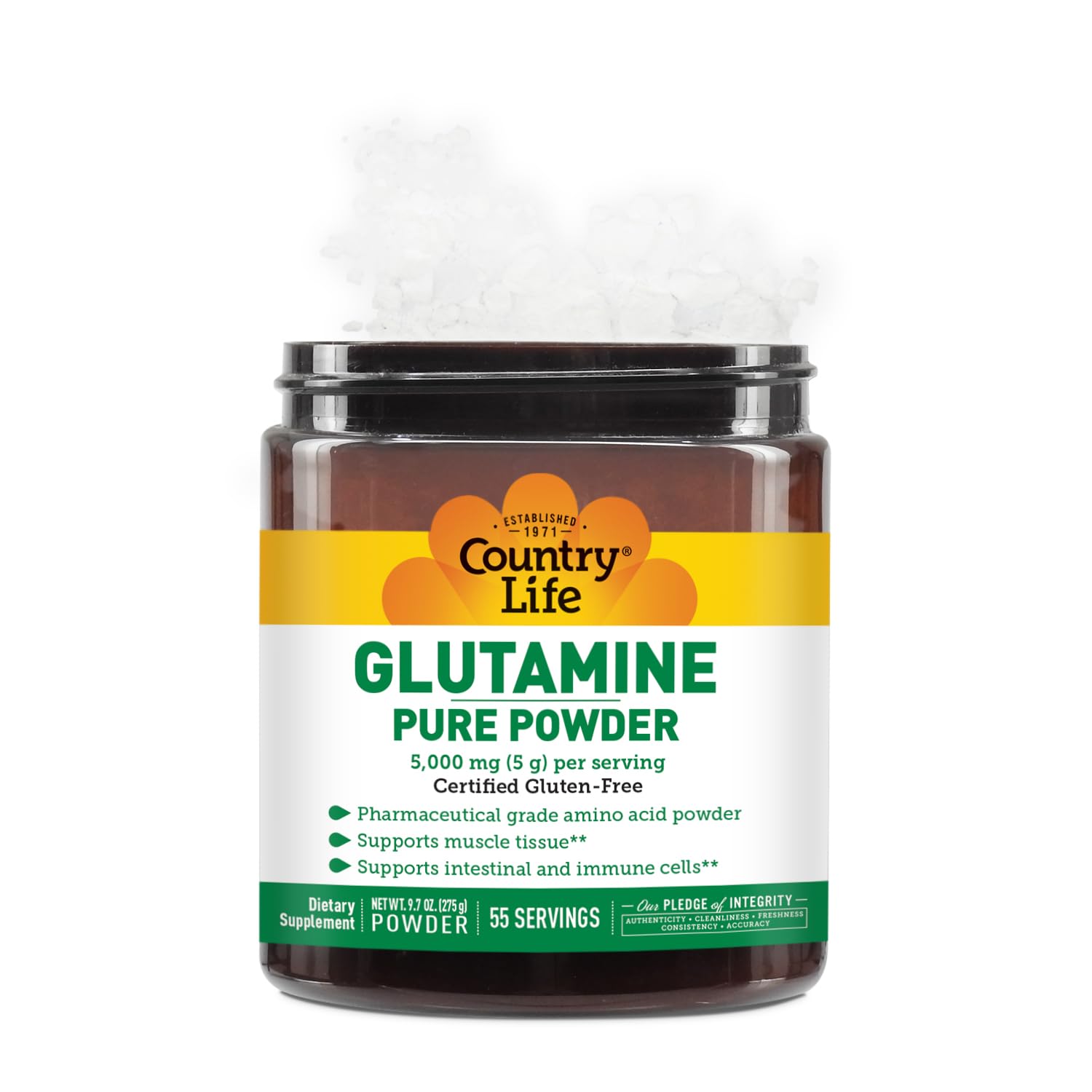 Country Life L-Glutamine Pure Powder scoop and powder close-up