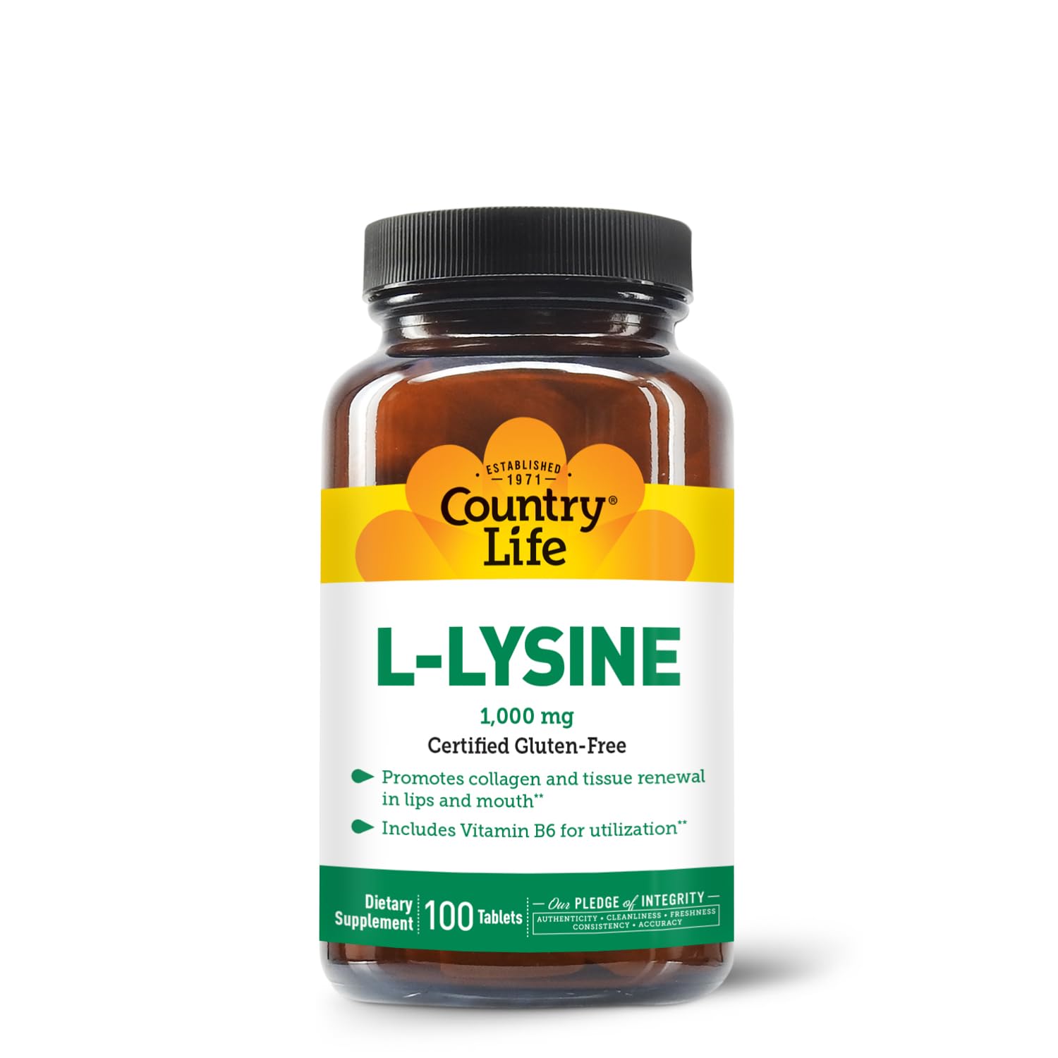 Country Life L-Lysine Supplement 181g capsule close-up