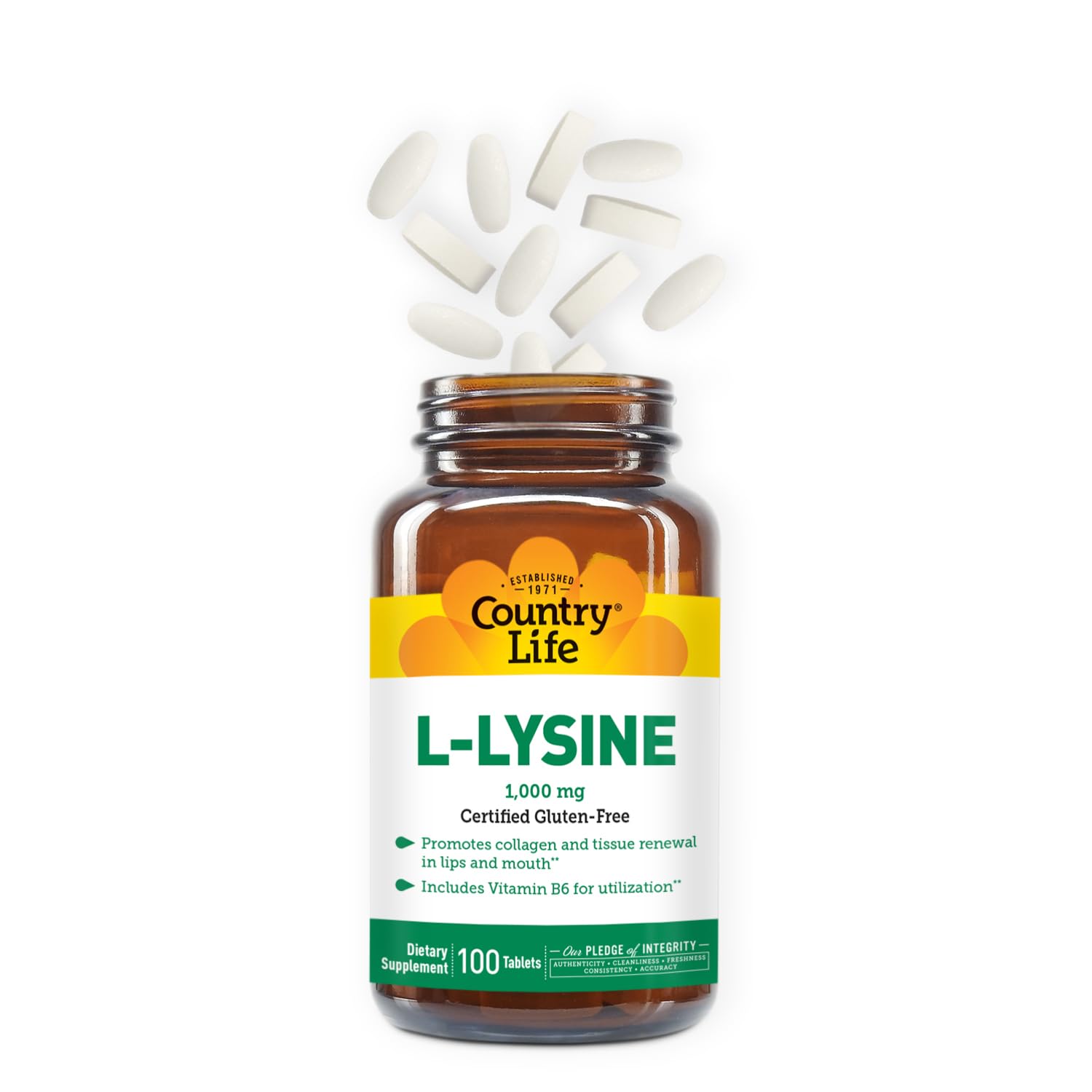 Country Life L-Lysine Supplement 181g side view