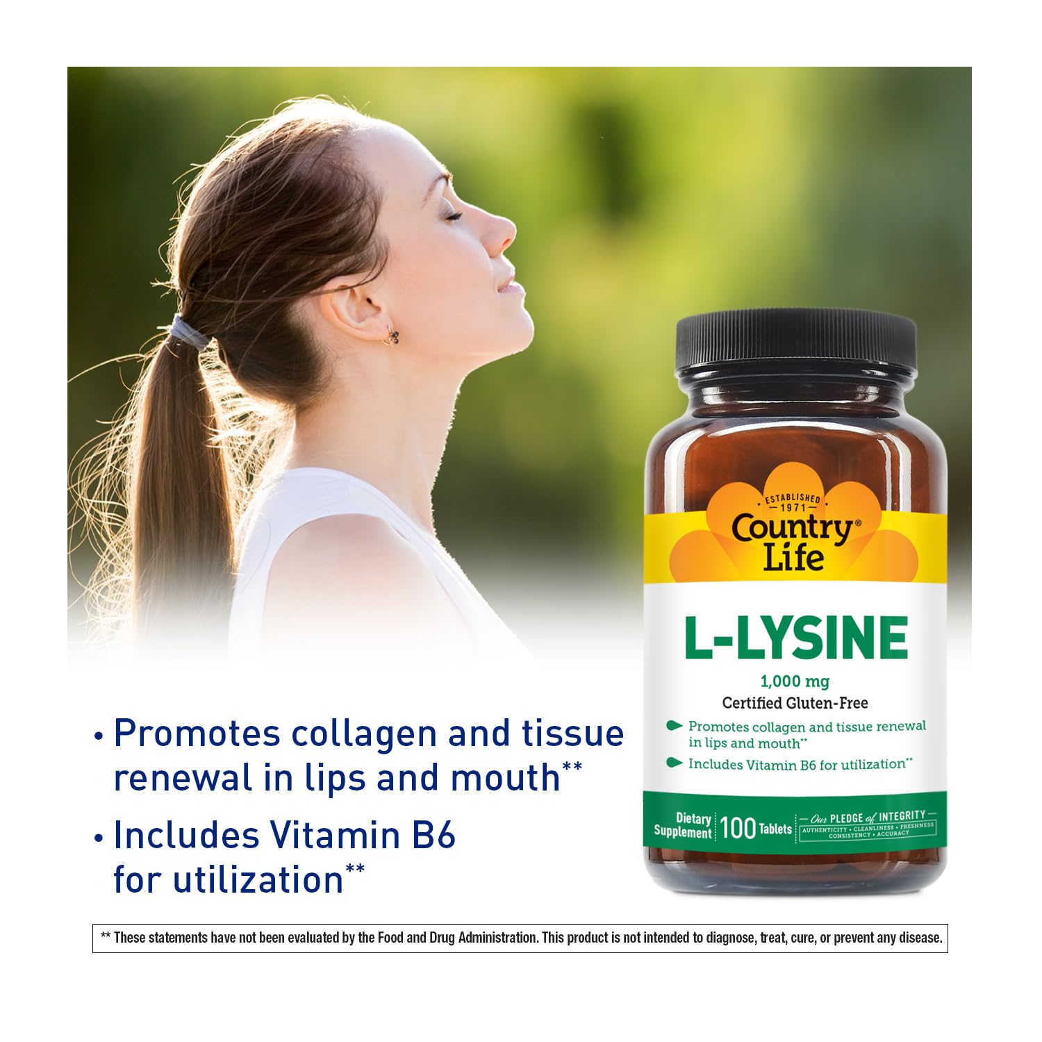 Country Life L-Lysine Supplement 181g with packaging