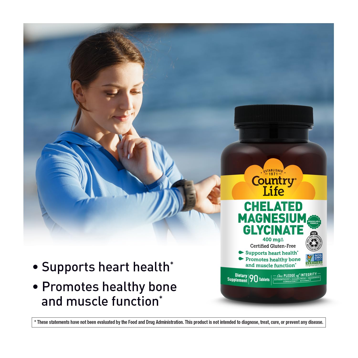Country Life Magnesium Glycinate 400mg Tablets close-up of tablets