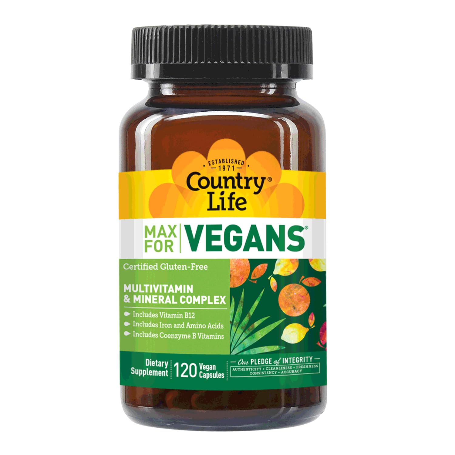 Country Life Max for Vegans capsules in a hand