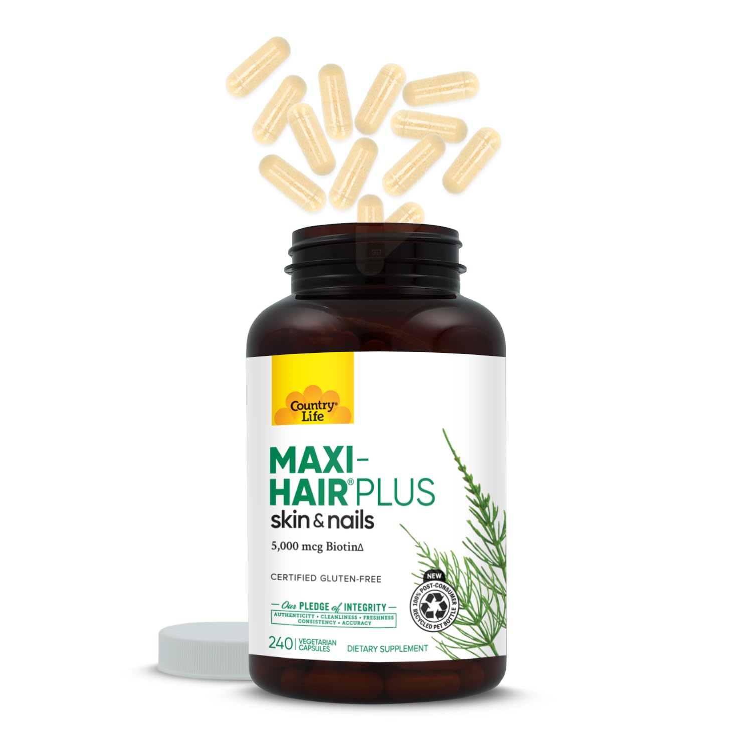 Country Life Maxi-Hair Plus Biotin supplement in a daily vitamin organiser