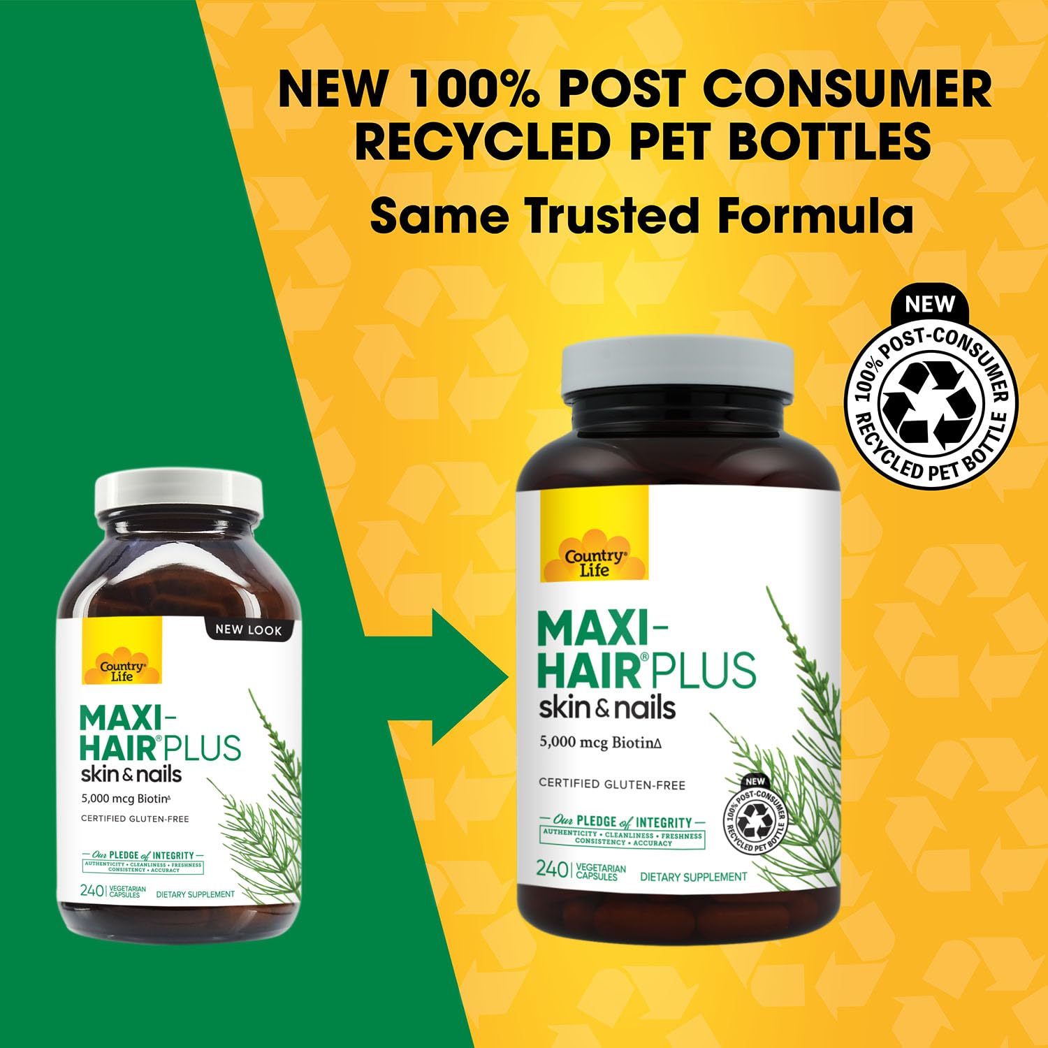 Country Life Maxi-Hair Plus Biotin supplement label close-up