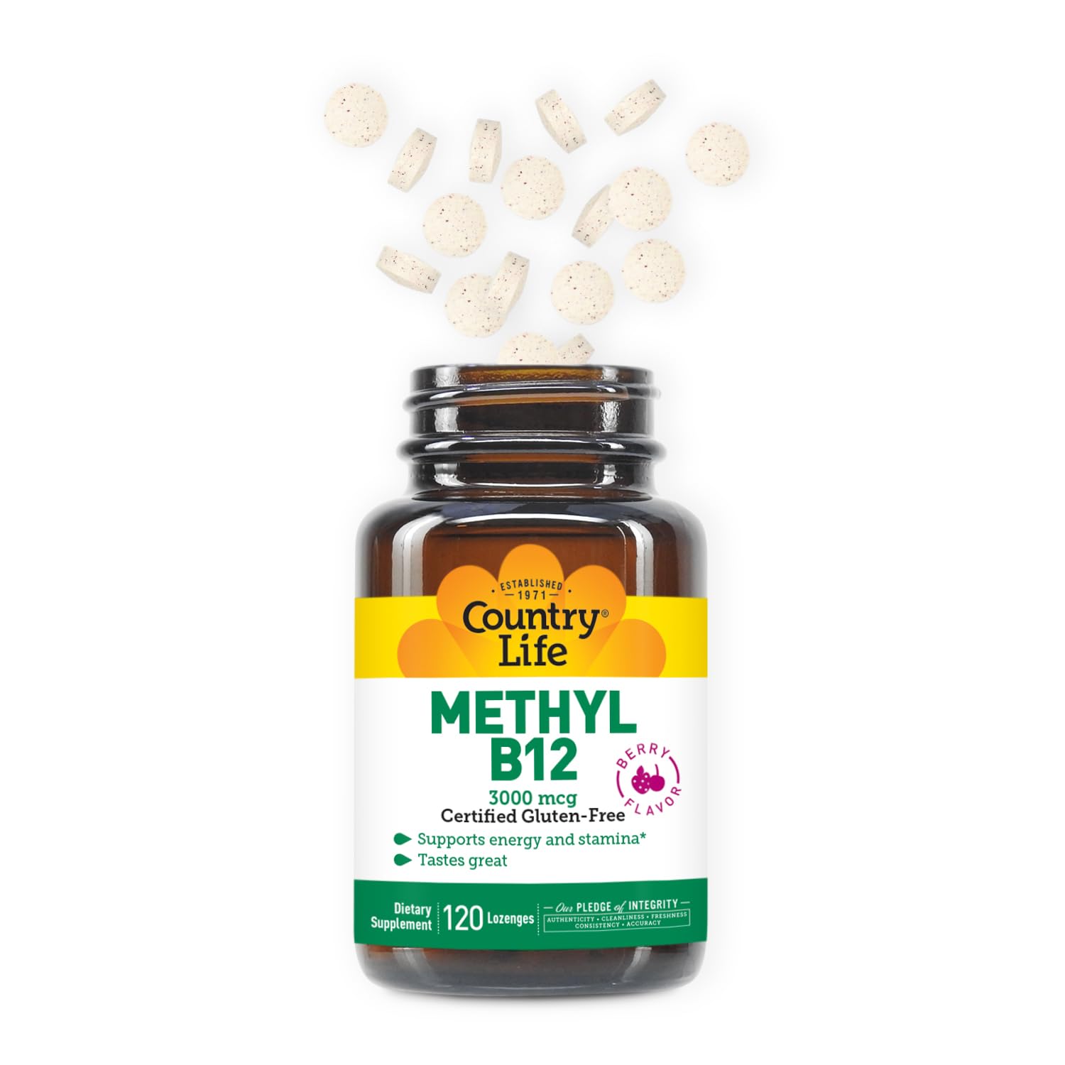 Country Life Methyl B-12 Lozenges 3000 mcg side view