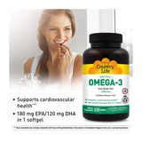 Country Life Omega-3 Fish Oil Softgels close-up of softgel