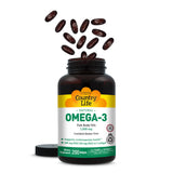 Country Life Omega-3 Fish Oil Softgels in a health supplement setting
