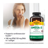 Country Life Omega-3 Fish Oil Softgels showing the softgel capsules