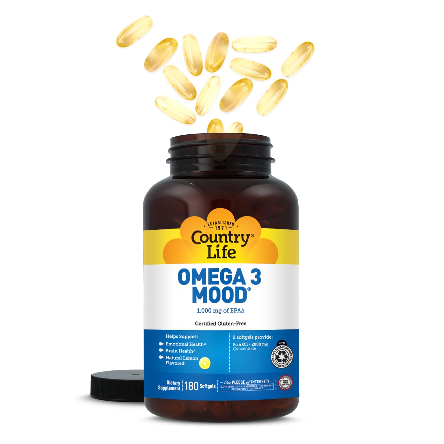 Country Life Omega 3 Mood Fish Oil 2000mg back view