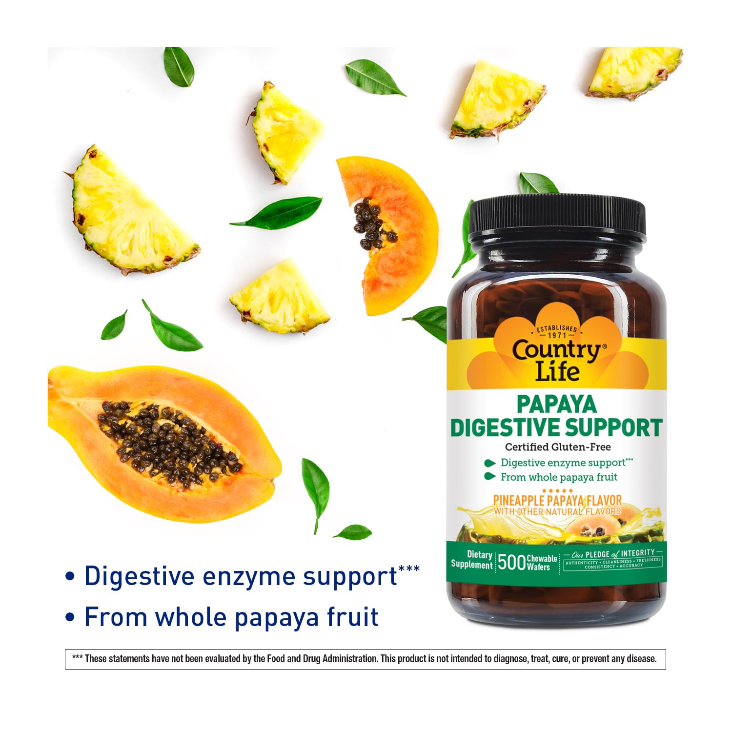 Country Life Papaya daily Support packaging side view