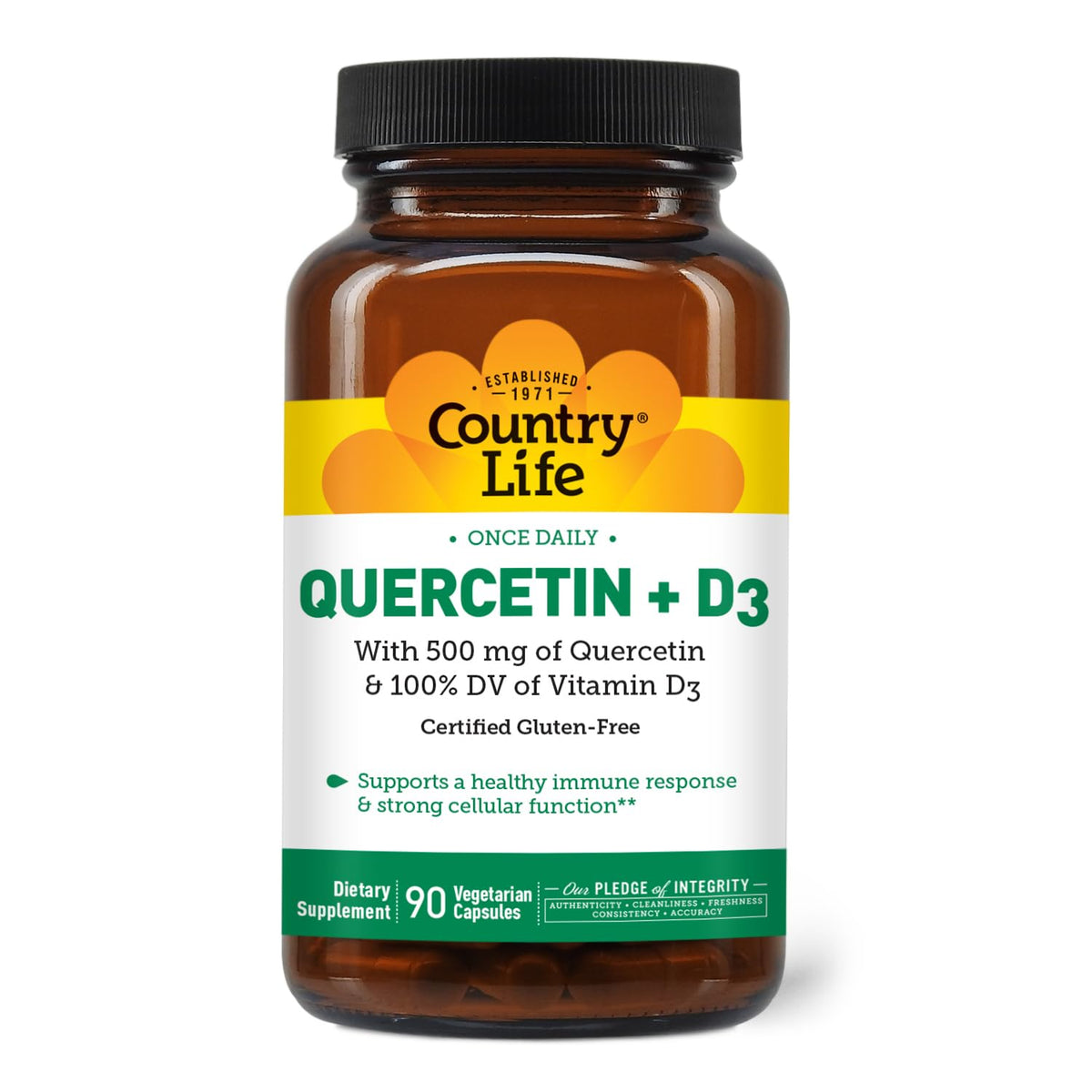 Country Life Quercetin with Vitamin D3 capsules front view