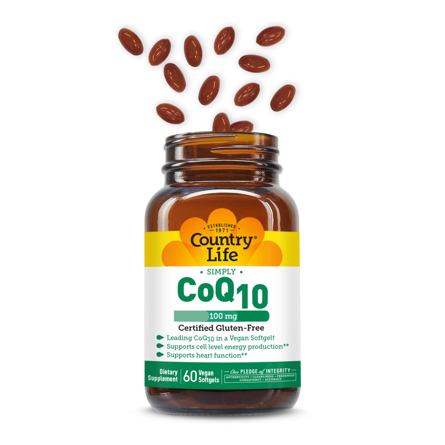 Country Life Simply CoQ10 100mg supplement packaging details
