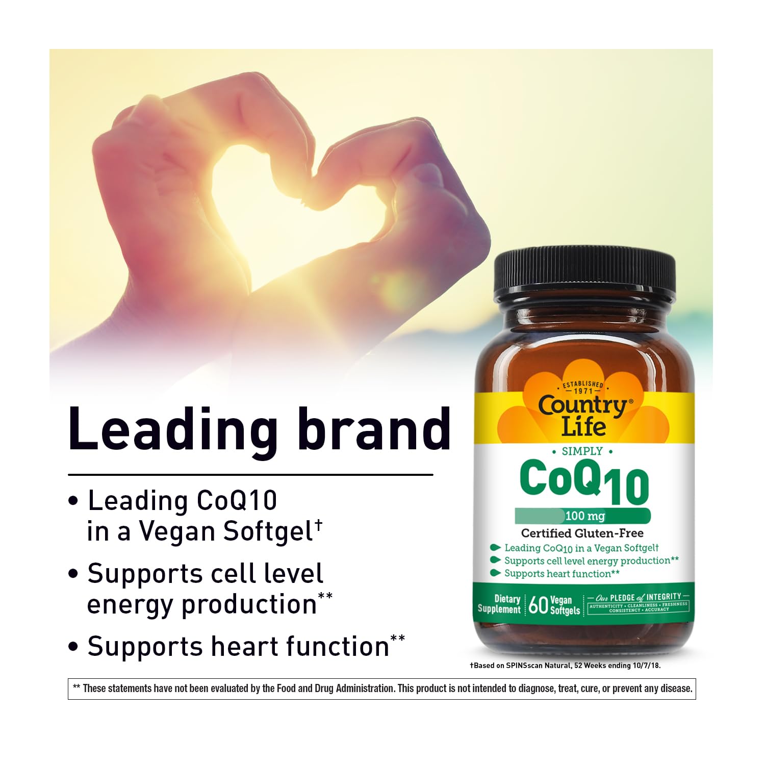 Country Life Simply CoQ10 100mg supplement side view