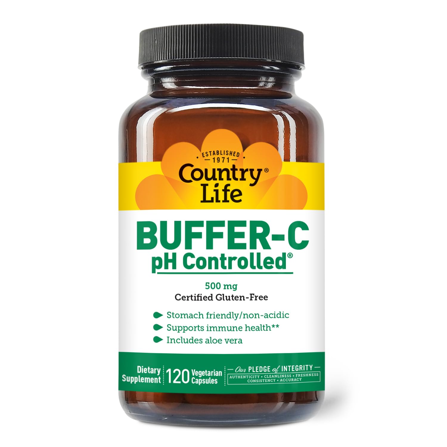 Country Life Vitamin C dietary supplement capsule bottle front view