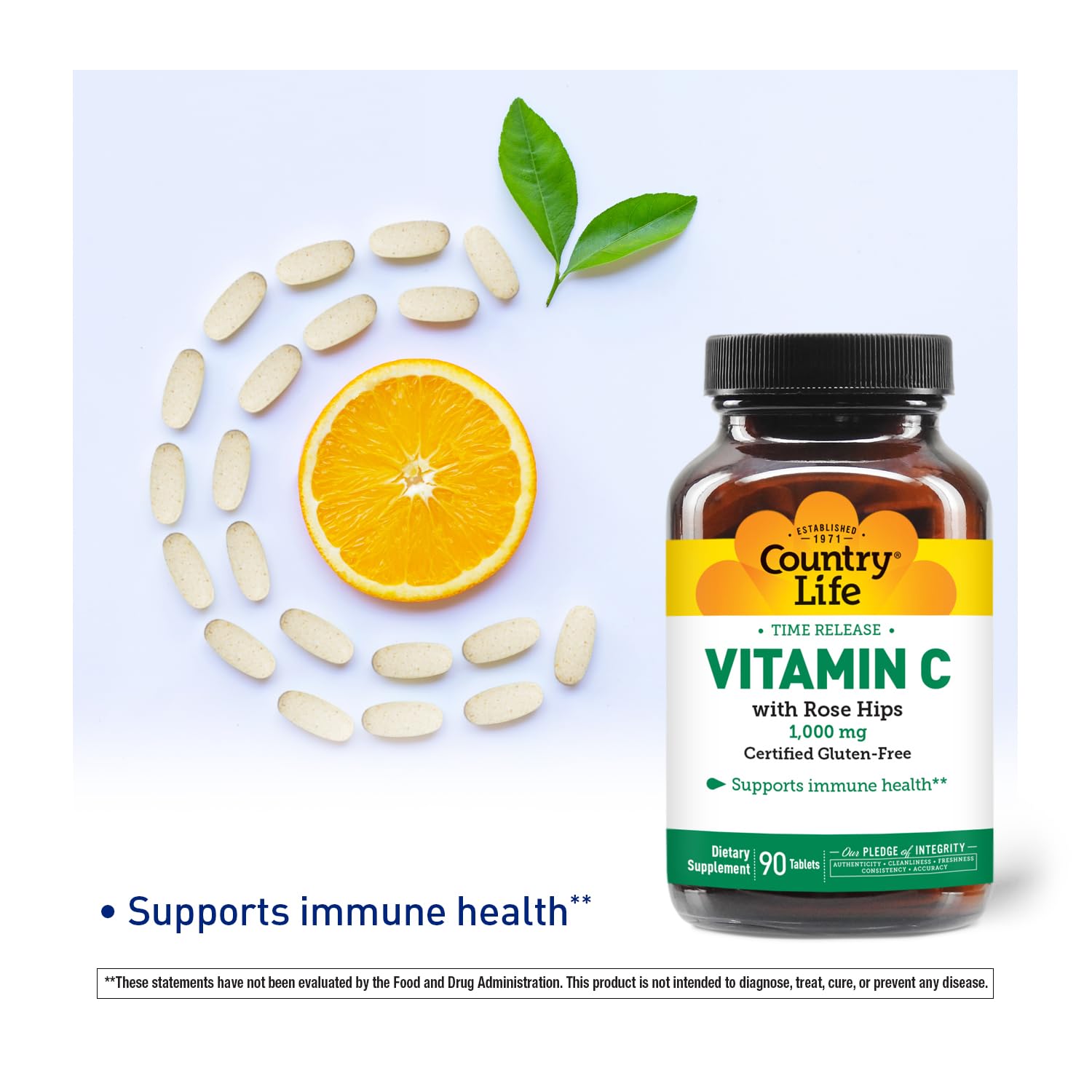 Country Life Vitamin C tablets close-up