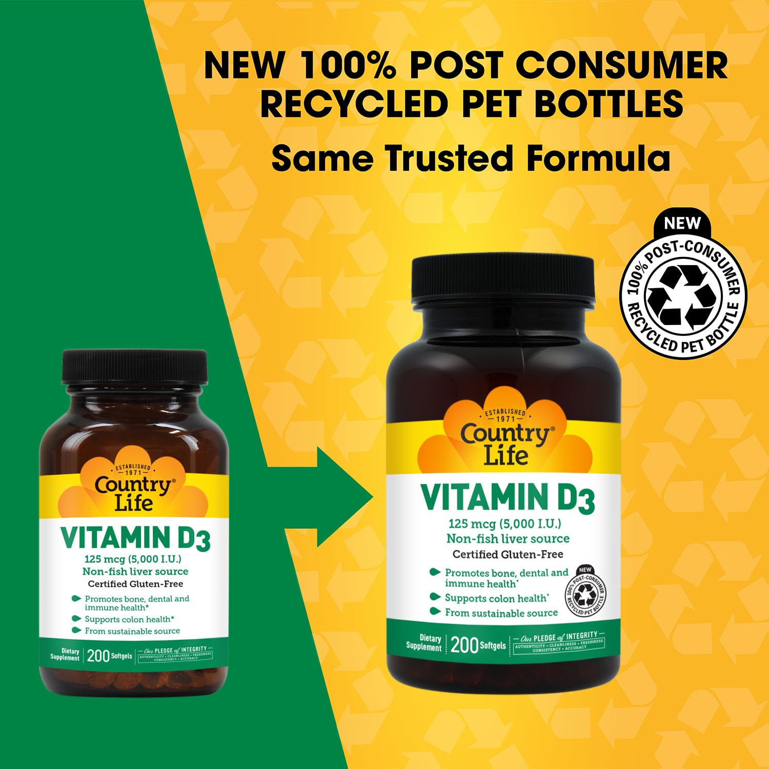 Country Life Vitamin D3 5000 IU capsules side view