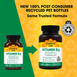 Country Life Vitamin D3 5000 IU capsules side view