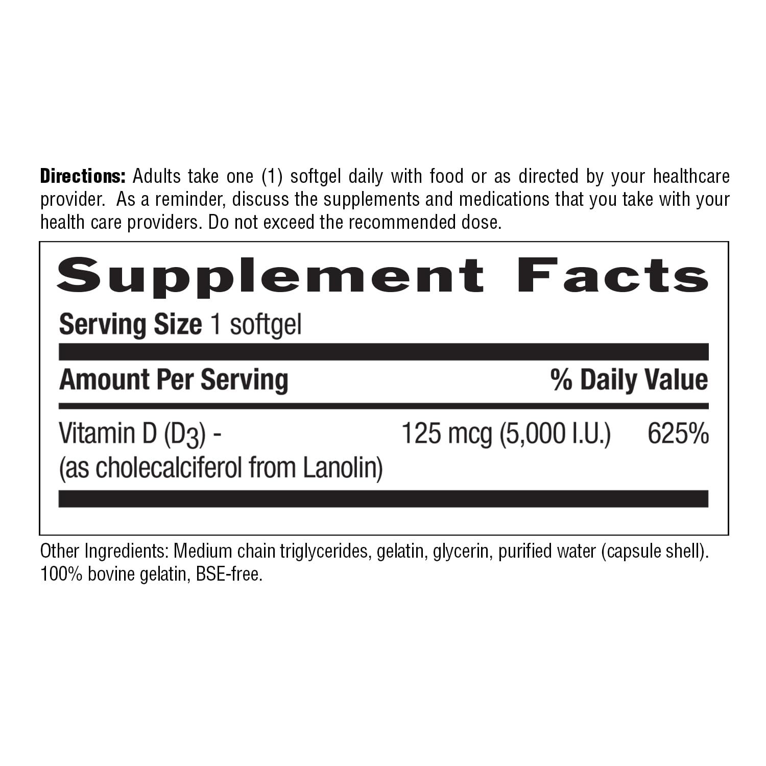 Country Life Vitamin D3 5000 IU capsules with a glass of water