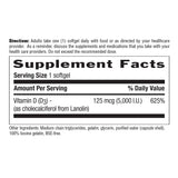 Country Life Vitamin D3 5000 IU capsules with a glass of water