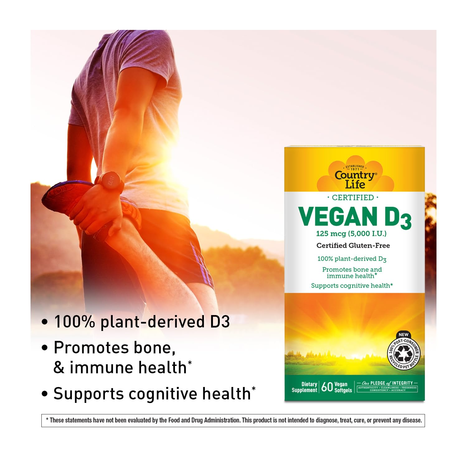 Country Life Vitamin D3 5000 IU Vegan Capsules open bottle