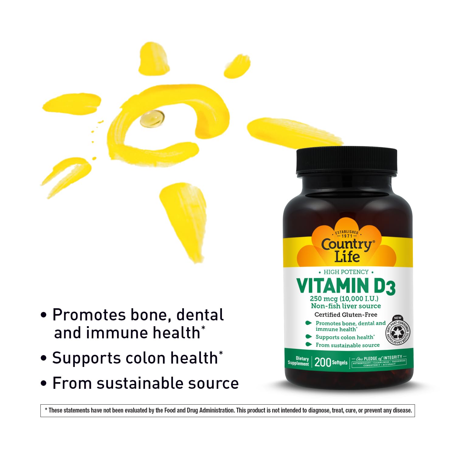 Country Life Vitamin D3 bottle with label