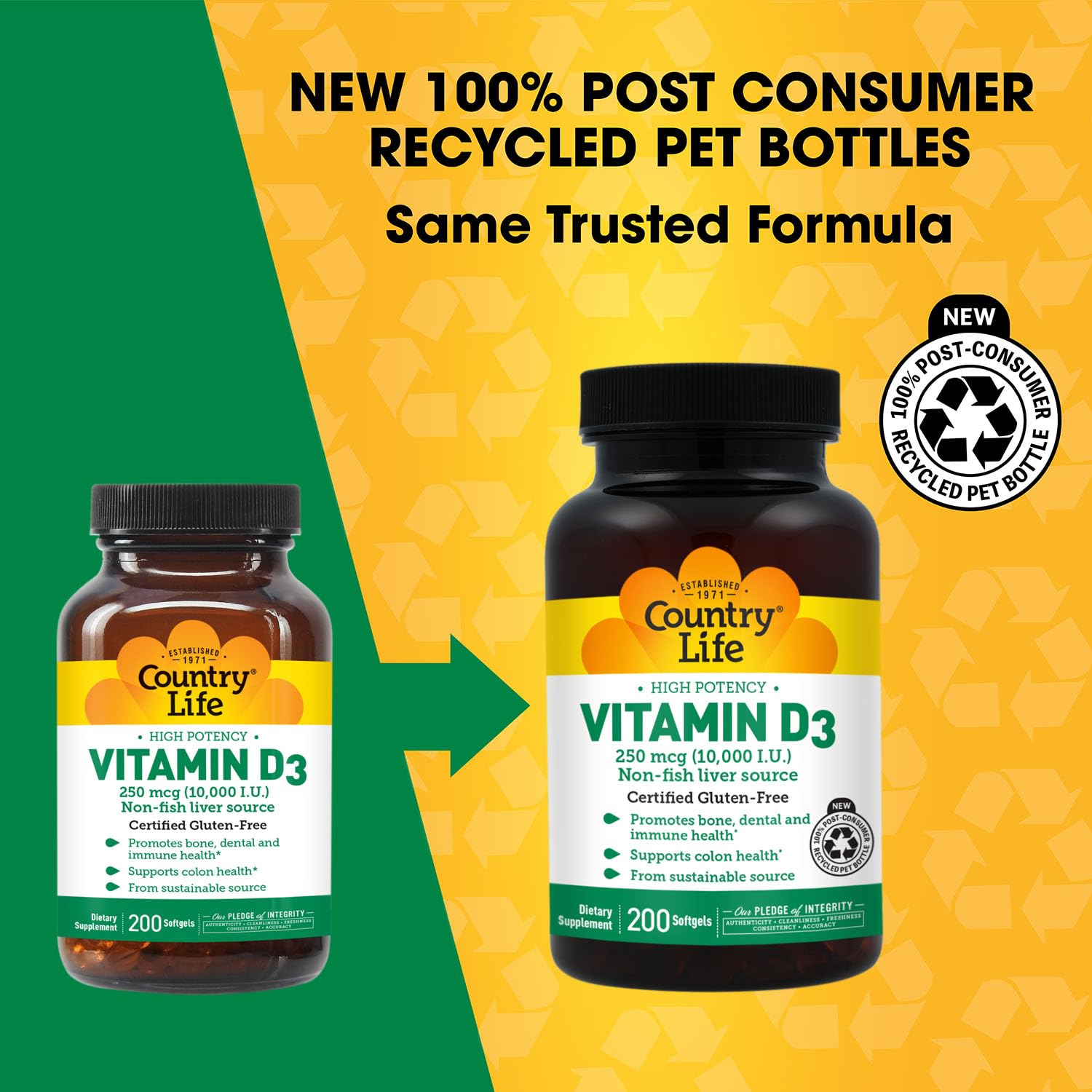 Country Life Vitamin D3 High Potency 200 Softgels back view