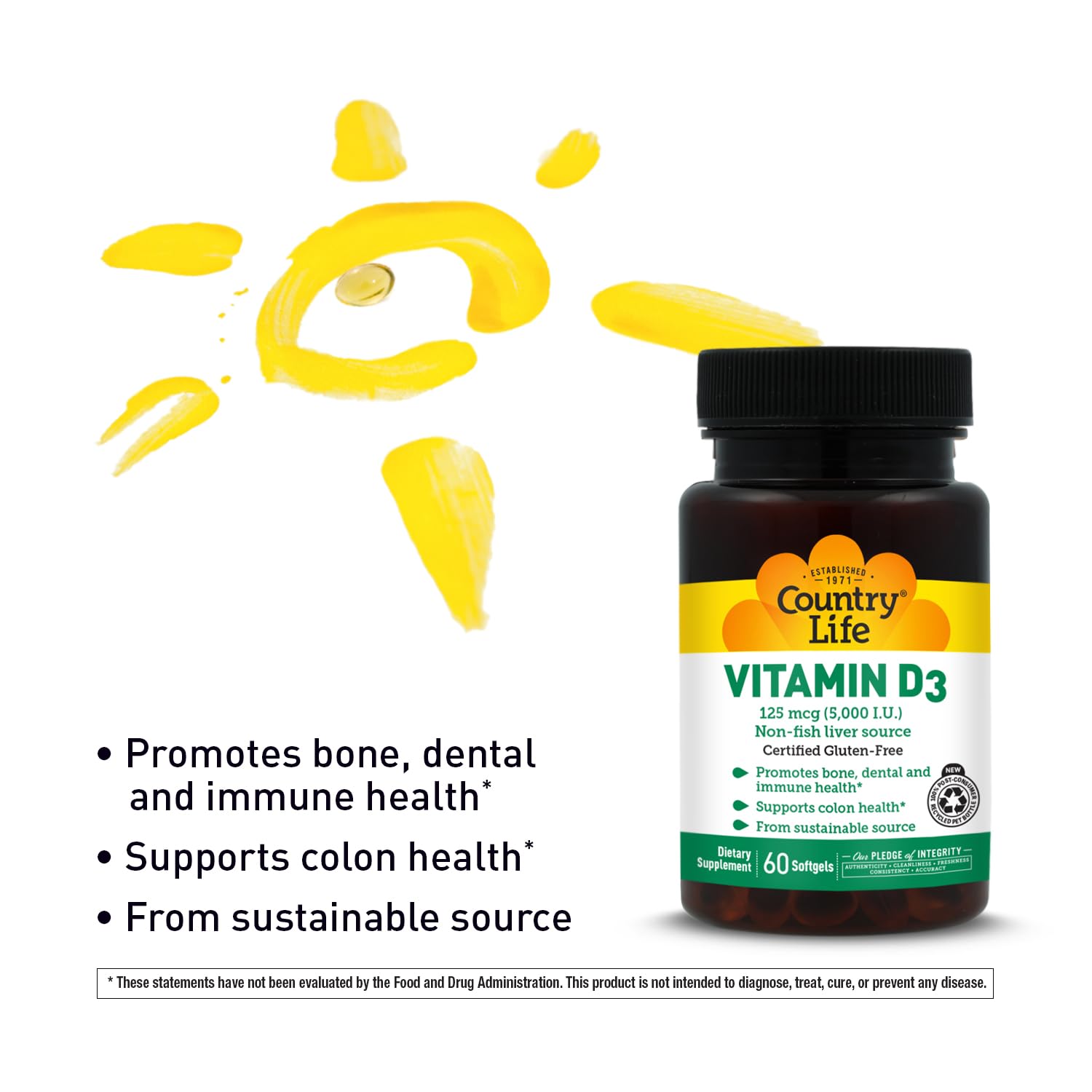 Country Life Vitamin D3 Softgels close-up of softgel