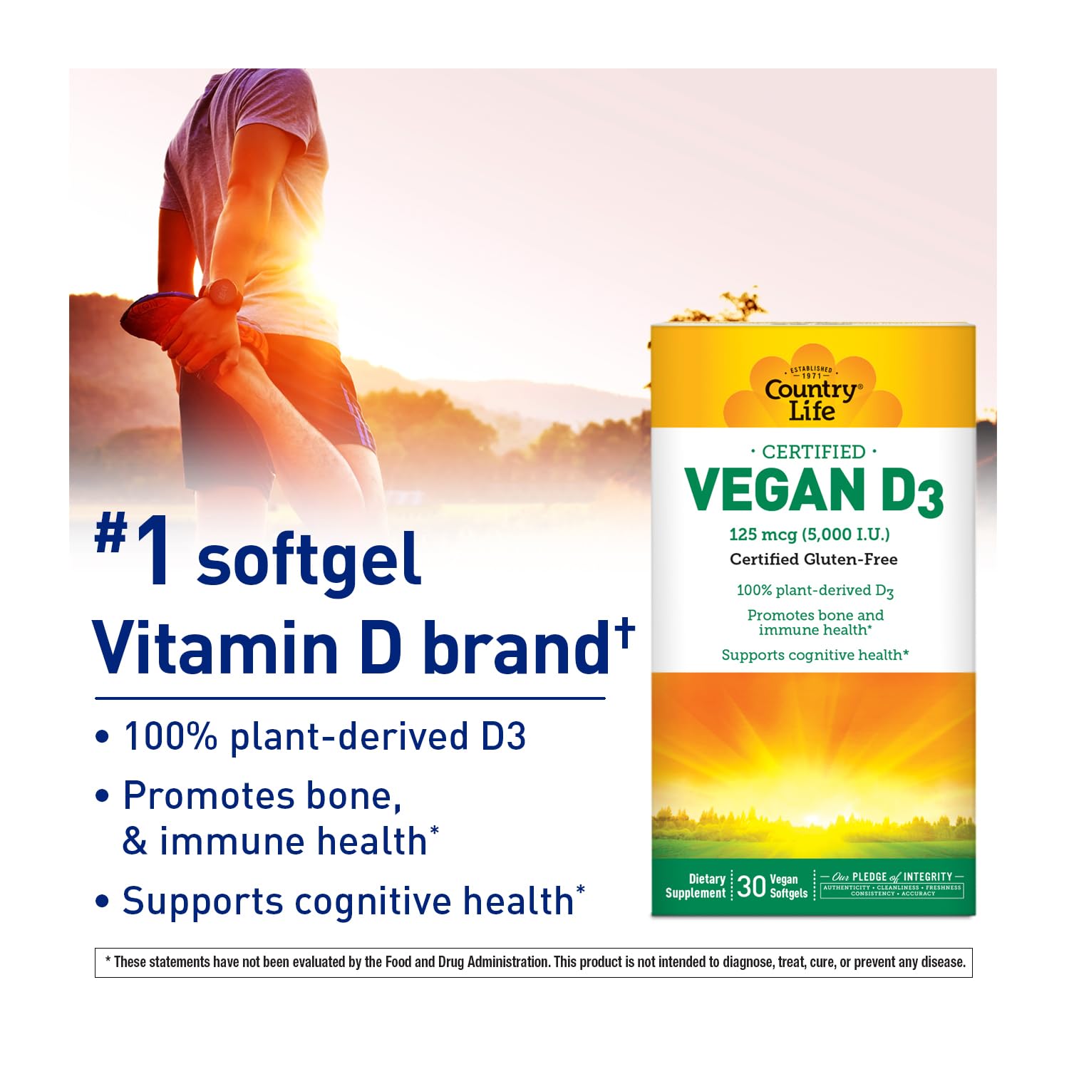 Country Life Vitamin D3 Softgels packaging side view