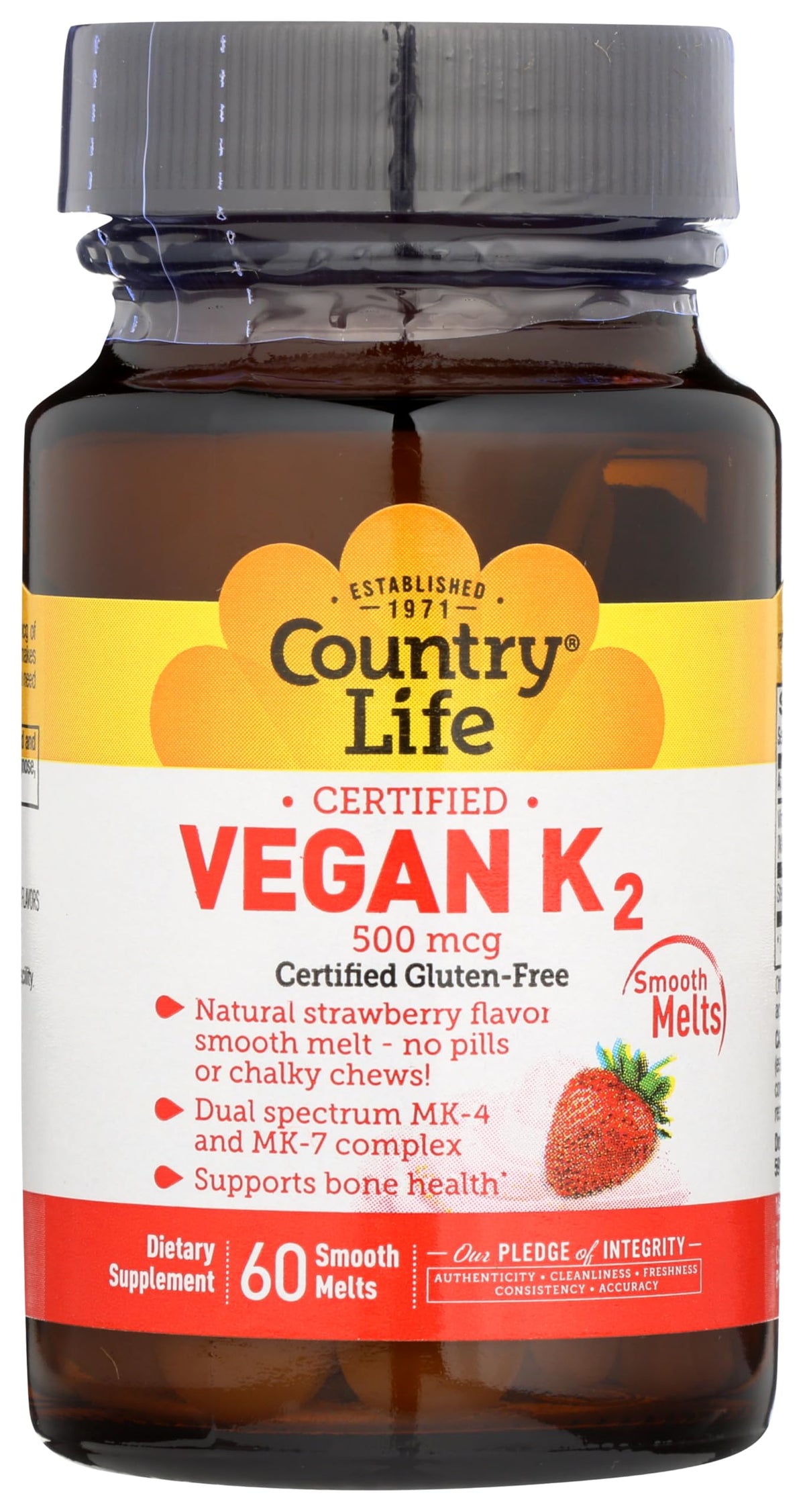 Country Life Vitamin K2 Smooth Melt Supplement front view packaging