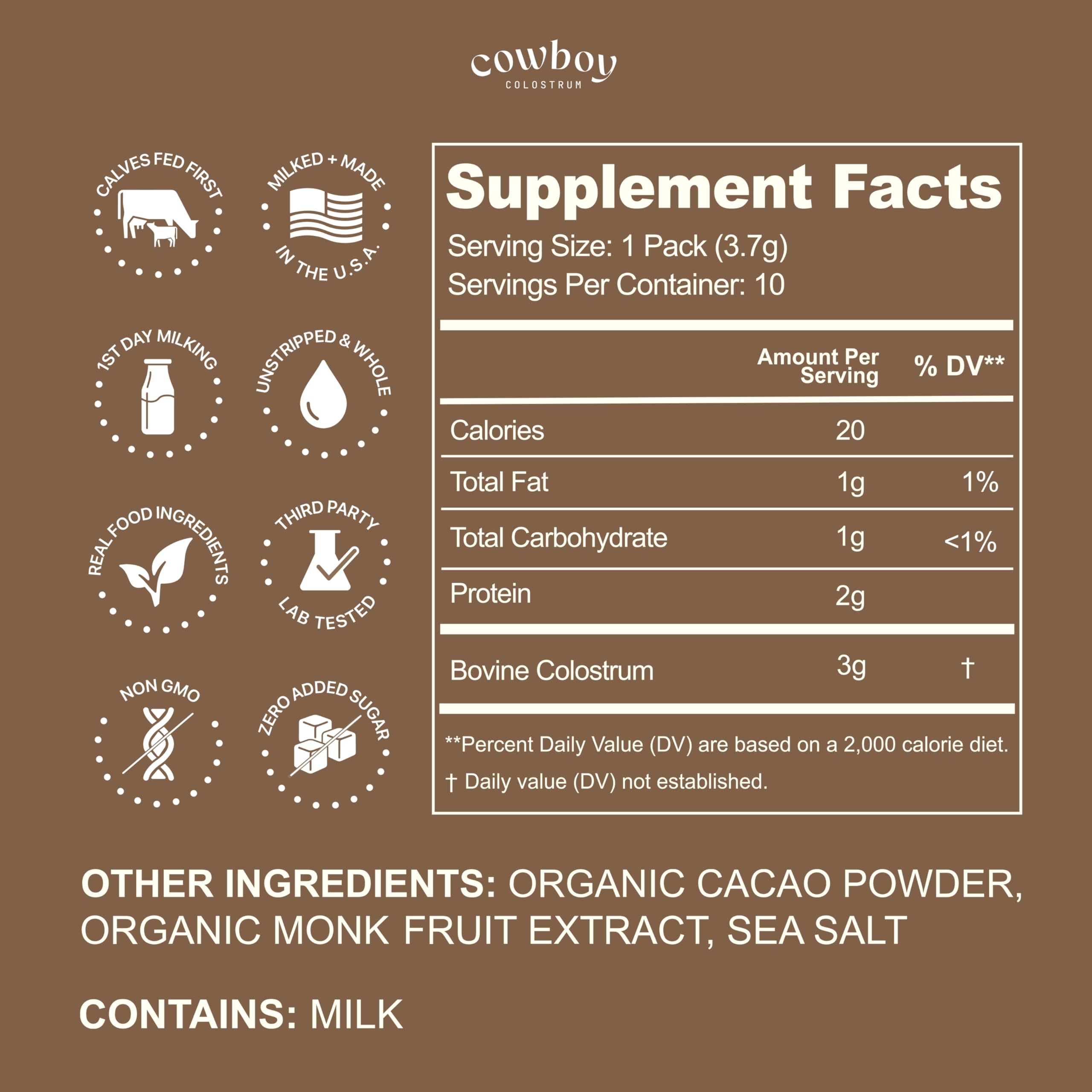 COWBOY COLOSTRUM Bovine Colostrum Powder 59g travel stick packaging