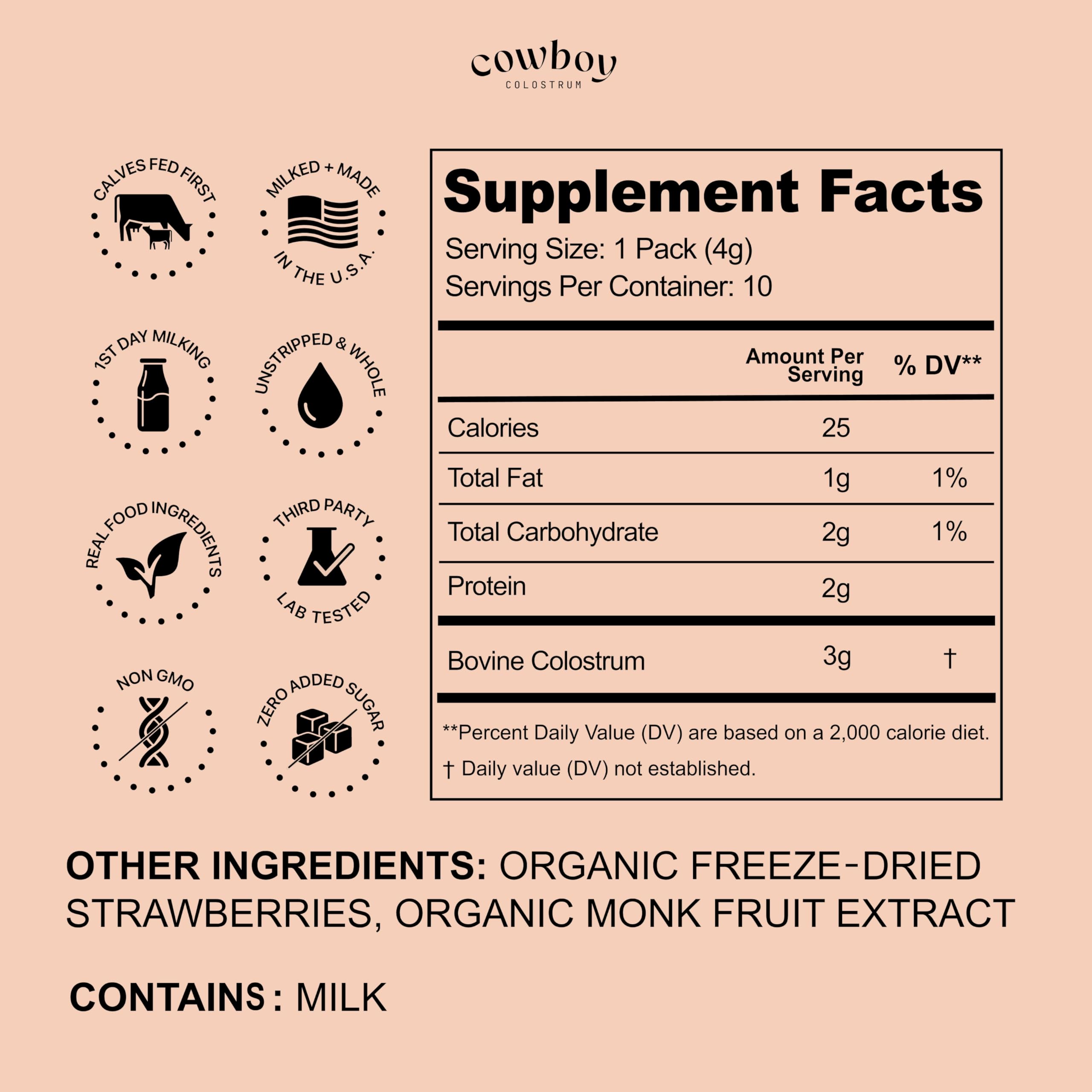 COWBOY COLOSTRUM Colostrum Powder packaging side view