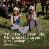 COWBOY COLOSTRUM Colostrum Powder travel stick in hand