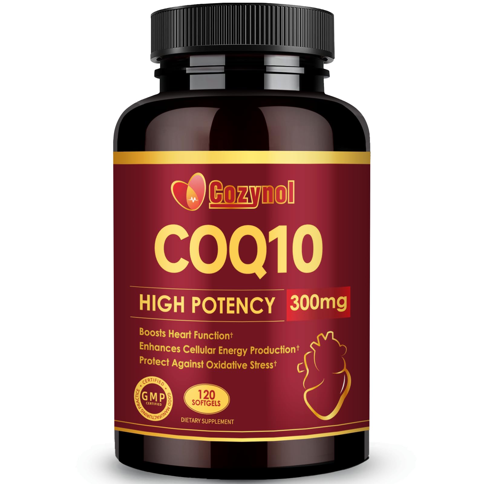 Cozynol CoQ10 Supplement softgel bottle front view